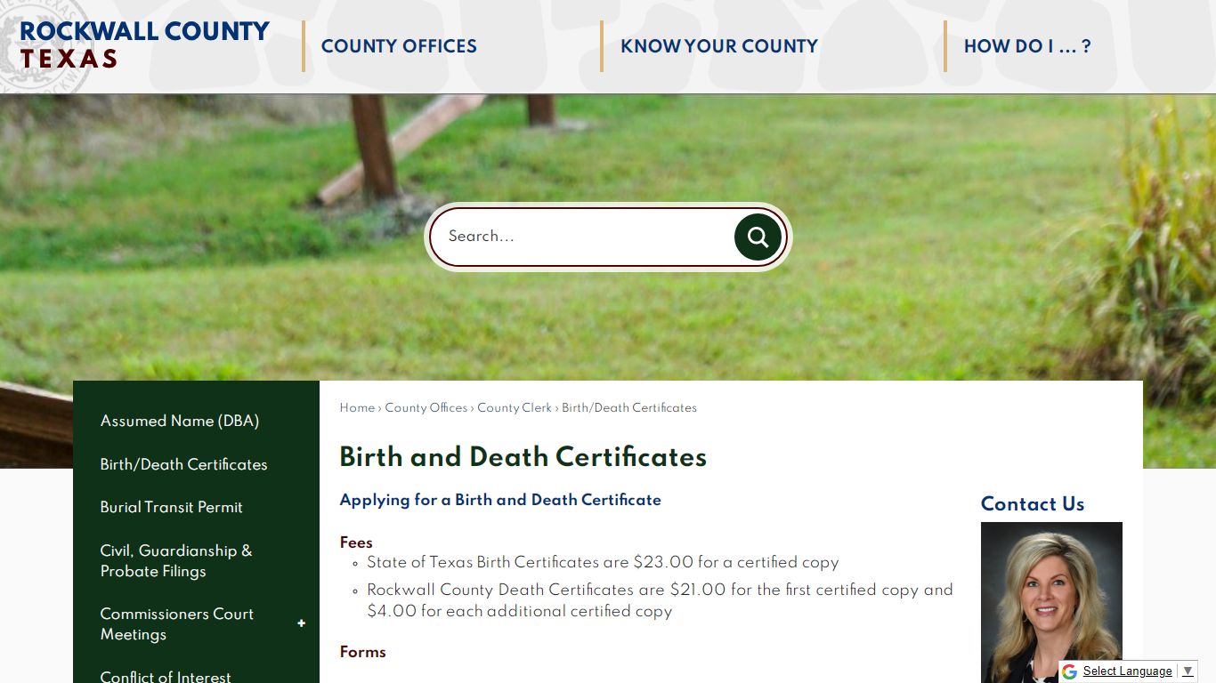 Birth and Death Certificates | Rockwall County-Official Website