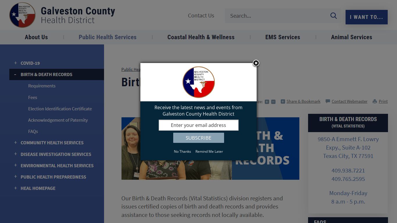 Birth & Death Records | Galveston County Health District - GCHD